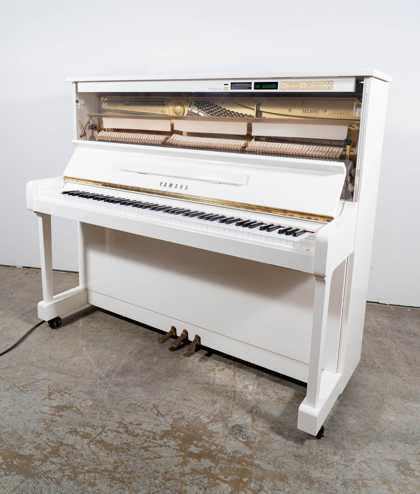 1992 Yamaha MX100B Disklavier Upright Piano in Polished White