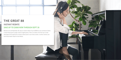 The Great 88 - Kawai Instant Rebates up to $3000 - through September 30th