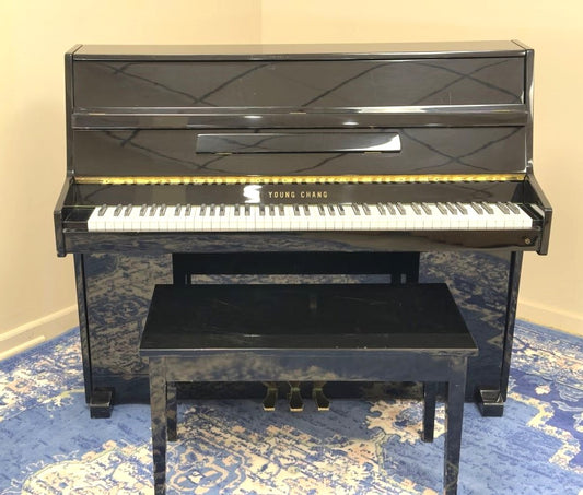 Young Chang E101 Upright Piano | Polished Ebony | Used
