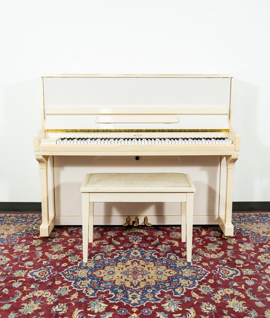 Carl Ebel Studio Upright Piano | Polished White/Ivory | SN: 45194 | Used