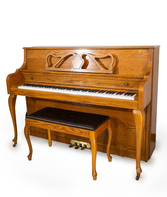 Kimball 437F Queen Anne Upright Piano (1994) | Oak | Serial No. J45848 | Used