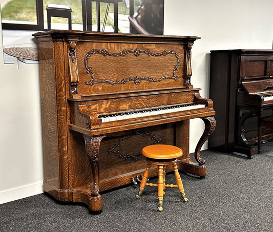 Bush & Gerts Upright Piano | Tiger Oak Finish | SN: 40517 | Used