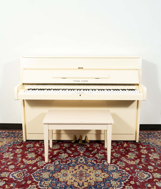 Young Chang U-107 Console Upright Piano | Polished Ivory | SN: 0037545 | Used