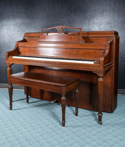 1954 Steinway Model 100 Console Upright Piano | Polished Mahogany | Used