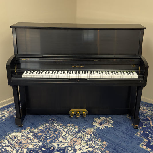 2002 Young Chang Y116 Upright Piano | Ebony Satin | 45.5" | Serial No. Y02554535 | Used