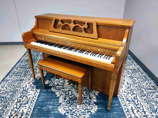 Wurlitzer 42" 1740 Console Piano | Satin Oak | SN:1663379 | Used