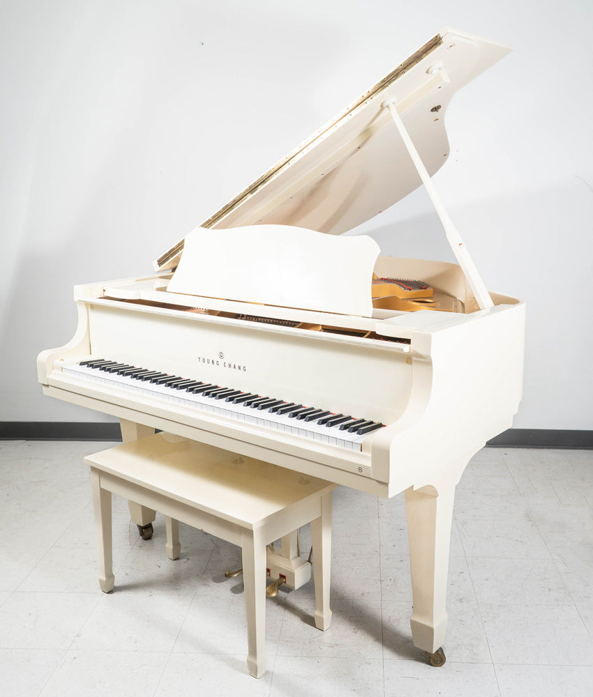 1987 Young Chang G157 Grand Piano in White | Used – Alamo Piano