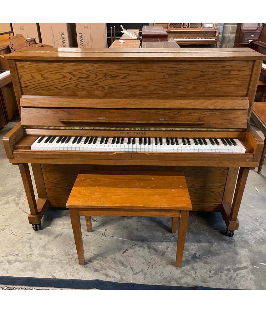 1996 Young Chang 43" U-116 Upright Piano | Satin Walnut | SN: 2281090 | Used