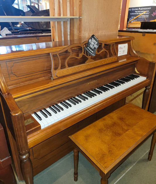 Samick SU243T Upright Piano | Satin Walnut | SN: HIK01516 | Used