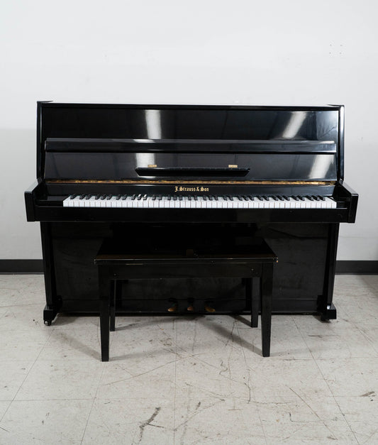 J. Strauss & Son Continental Upright Piano | Polished Ebony | Serial No. 808978 | Used