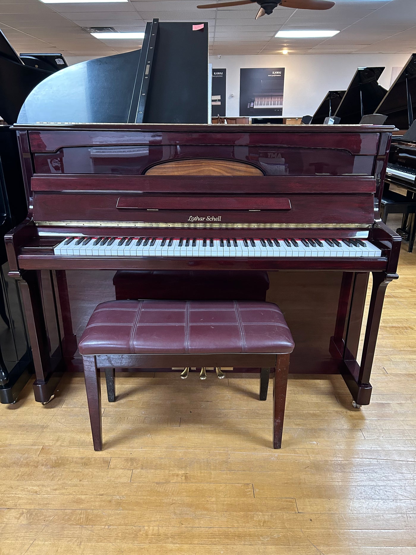 Lothar Schell Upright Piano | Polished Mahogany | SN: 300111