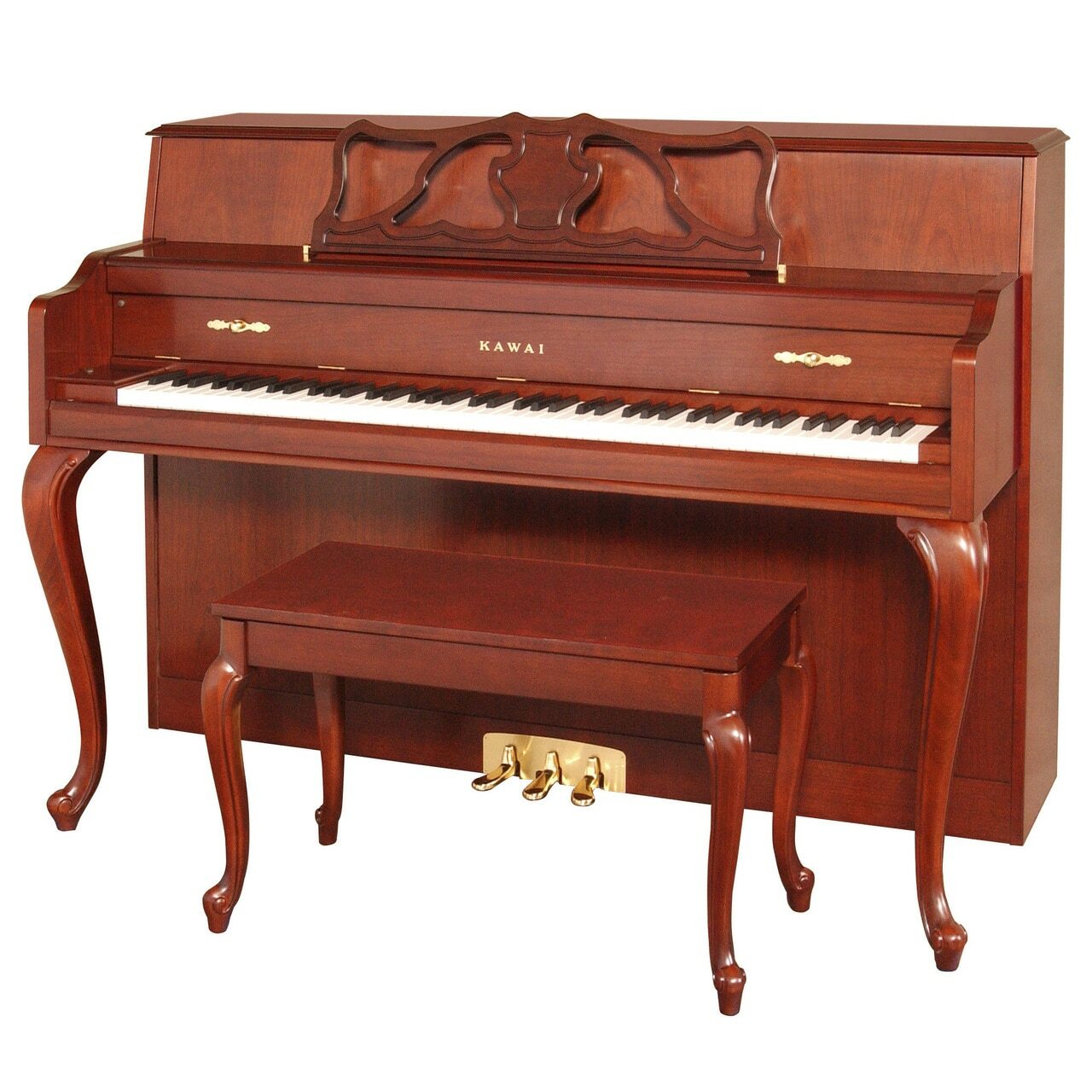 Kawai 44.5" 607 Designer Console Piano | French Provincial Cherry Finish | New