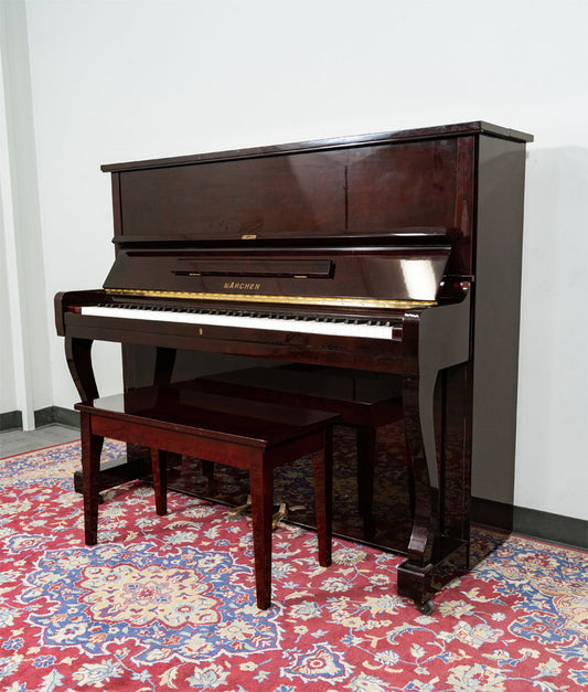 H2B Studio Cherry Finish Upright Piano | Polished Mahogany | SN: M34677 | Used