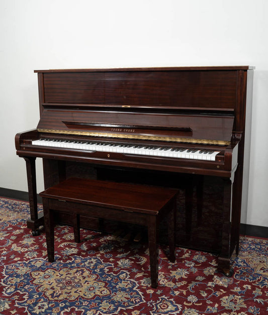 Young Chang 48" U-121 Upright Piano | Polished Mahogany | Used