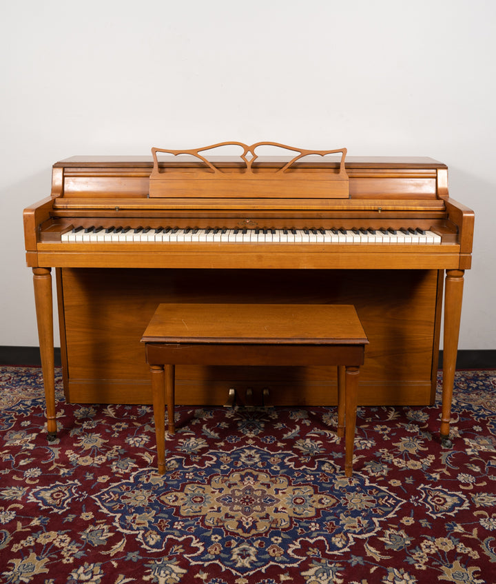 Used Upright Piano, Wurlitzer | Satin Oak | SN:W689957 – Alamo