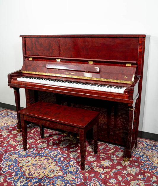 Young Chang GE121 Upright Piano | Polished Mahogany