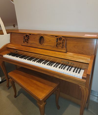 1990 Wurlitzer Spinet Piano | Satin Oak | SN: 2808180 | Used