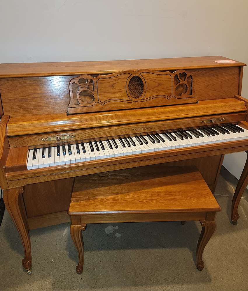 1990 Wurlitzer Spinet Piano | Satin Oak | SN: 2808180 | Used