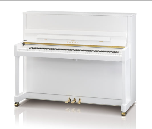 K-300 | 48" Upright Piano | Polished Snow White | New