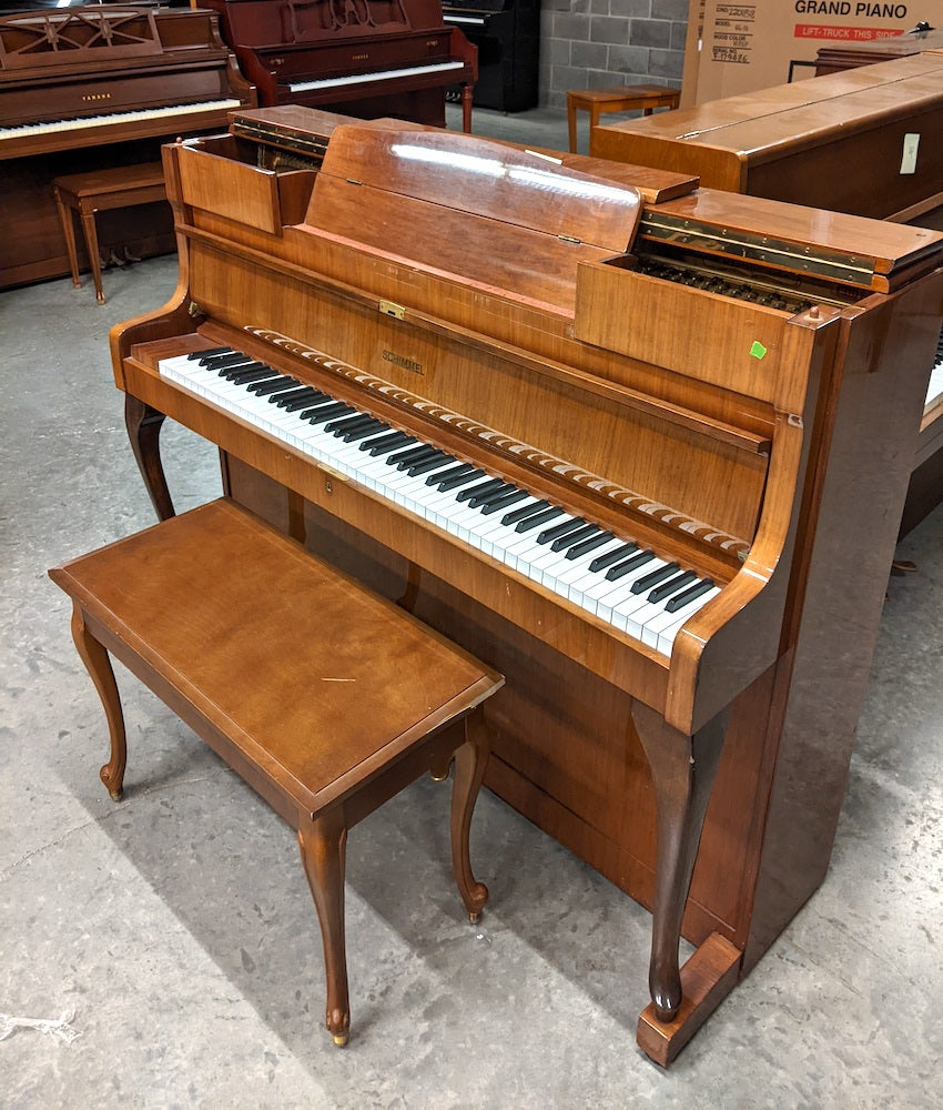 1966 Schimmel 42" Fortissimo 108 Upright Piano | Polished Walnut | SN: 98437 | Used