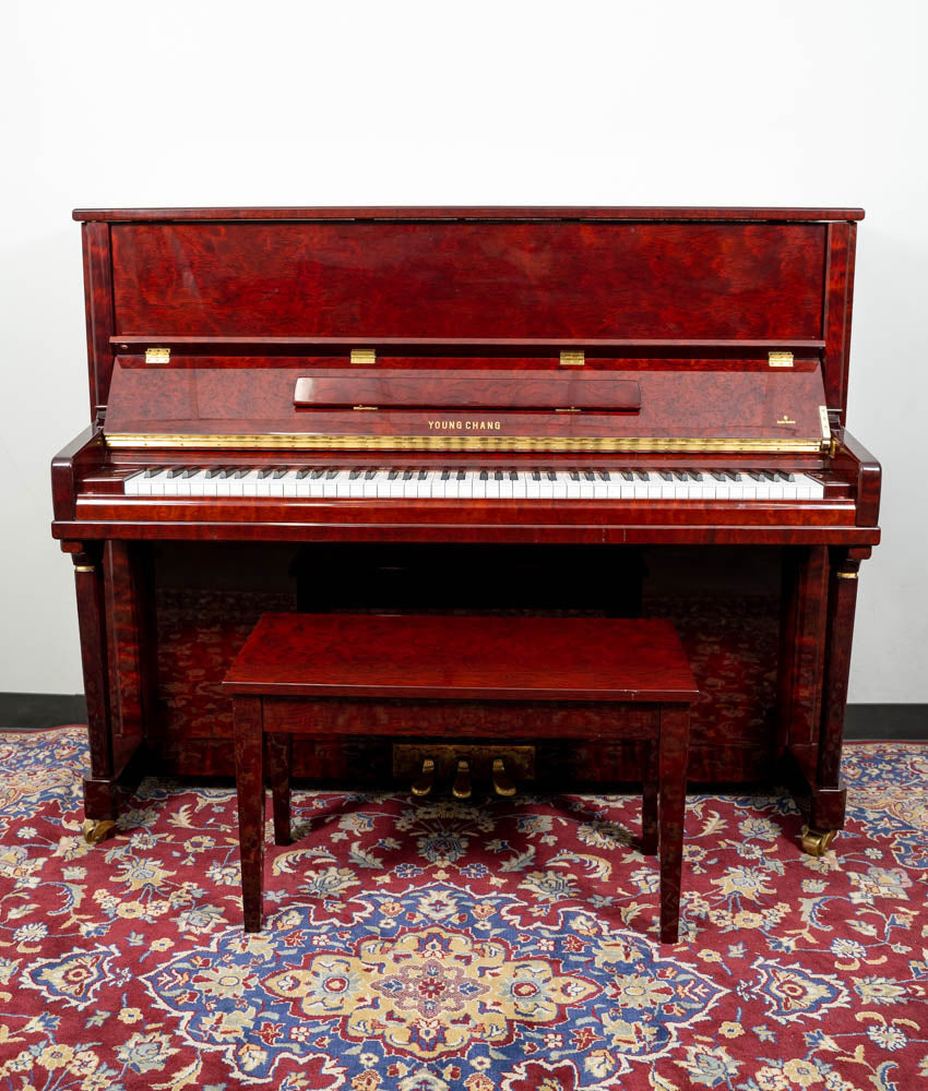 Young Chang GE121 Upright Piano | Polished Mahogany