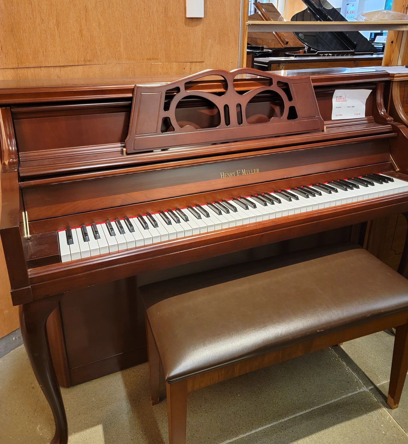 Henry F Miller Upright Piano | Satin Cherry | Used